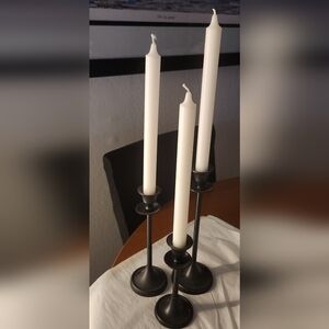 3 CANDLE HOLDERS with Four 10" unused Broyhill White Candles